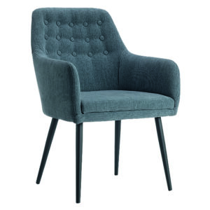 Cambridge Fabric Arm Chair Grey with Black Metal Legs