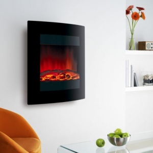 Focal Point EBONY-LEDFOCAL POINT EBONY LED CONTEMPORARY BLACK WALL MOUNTED ELECTRIC FIRE WITH SLIMLINE PROFILE AND A SLEEK BLACK GLASS FACIA