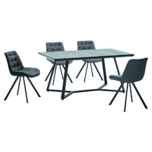 Malta Special Fabric & PU  Dining Chair Grey & Black